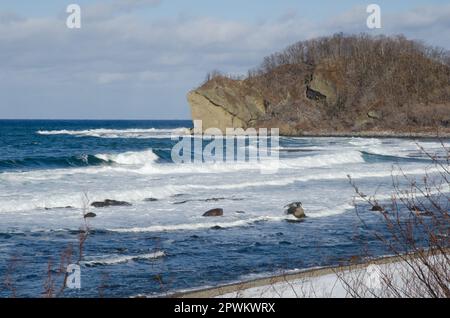 Côte ouest de la péninsule de Shiretoko. Hokkaido. Japon. Banque D'Images