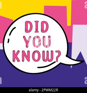 Rédaction affichage de texte le saviez-vous, concept d'affaires faits amusants et chiffres information connaissances générales Banque D'Images