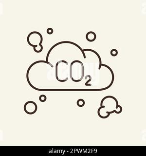 CO2 icône de ligne de nuage Illustration de Vecteur