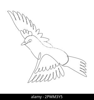 Dessin continu d'une ligne simple d'icône d'oiseau en silhouette sur fond blanc. Linéaire stylisé. Illustration de Vecteur