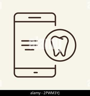 Icône de ligne d'application mobile dentaire Illustration de Vecteur