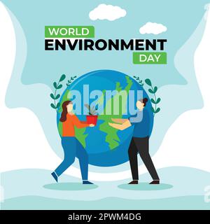 Enregistrez l'illustration de l'environnement mondial Illustration de Vecteur