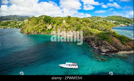Une vue du fort Duvernette une structure défensive sur Saint Vincent et les Grenadines Banque D'Images