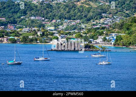 Une vue du fort Duvernette une structure défensive sur Saint Vincent et les Grenadines Banque D'Images