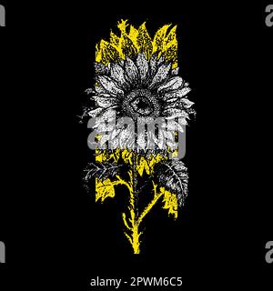 Fleurs de soleil jaunes Dotwork Illustration de Vecteur