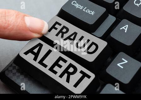 Texte indiquant inspiration Fraud Alert, alerte de sécurité Business concept placée sur le compte de carte de crédit pour identité volée Banque D'Images