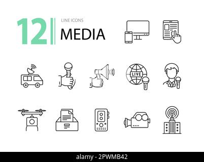 Icônes des médias Illustration de Vecteur