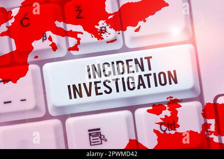Légende présentant l'enquête sur l'incident, vitrine commerciale responsable de l'intégrité de l'incident Banque D'Images