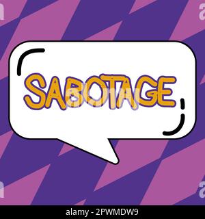 Légende conceptuelle sabotage, approche commerciale destruction par les travailleurs des outils et du matériel d'un employeur Banque D'Images