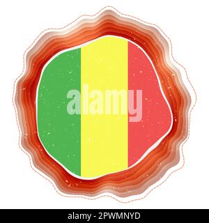 Drapeau Mali dans le cadre. Badge du pays. Signe circulaire superposé autour du drapeau du Mali. Illustration vectorielle élégante. Illustration de Vecteur