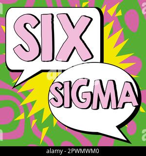 Légende présentant six Sigma, techniques de gestion de concept d'entreprise pour améliorer les processus d'entreprise Banque D'Images