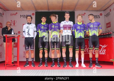 30 avril 2023, Cangas del Narcea, Asturies, Espagne: Cangas del Narcea, Espagne, 30th avril 2023: Les cavaliers de Bolton Equities Black ont parlé dans la présentation de l'équipe lors de la phase 3rd de la Vuelta a Asturies 2023 entre Cangas del Narcea et Oviedo, sur 30 avril 2023, à Cangas del Narcea, Espagne. (Credit image: © Alberto Brevers/Pacific Press via ZUMA Press Wire) USAGE ÉDITORIAL SEULEMENT! Non destiné À un usage commercial ! Banque D'Images