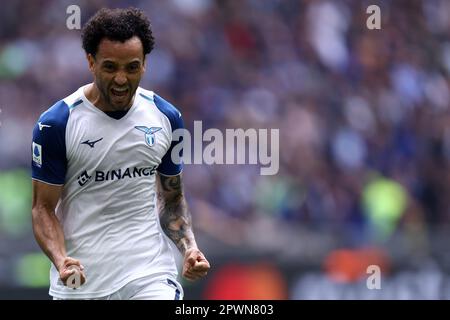 Milan, Italie. 30th avril 2023. Felipe Anderson de SS Lazio célèbre après avoir marqué un but pendant la série Un match de football entre le FC Internazionale et SS Lazio au Stadio Giuseppe Meazza sur 30 avril 2023 à Milan Italie . Credit: Marco Canoniero / Alamy Live News Banque D'Images