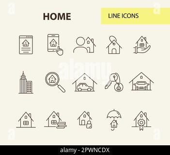 Icône de ligne d'accueil définie Illustration de Vecteur