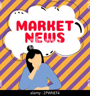 Affiche textuelle montrant les nouvelles du marché, les idées commerciales Avis commercial Rapport sur le commerce mise à jour du marché Aperçu de l'entreprise Banque D'Images