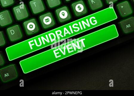 Signature manuscrite événement de collecte de fonds, mot écrit sur la campagne dont le but est de recueillir de l'argent pour une cause Banque D'Images