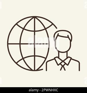 Icône de ligne de gestion globale Illustration de Vecteur