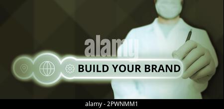 Affiche de texte montrant construire votre marque, concept signification faire une identité commerciale Publicité de marketing Banque D'Images