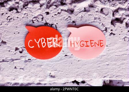 Panneau affichant Cyber Hygiene, Business concept étapes que les utilisateurs d'ordinateur prennent pour améliorer leur cyber-sécurité Banque D'Images