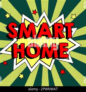 Légende conceptuelle Smart Home, Business concept Automation System Control Lighting Climate Entertainment Systems Banque D'Images