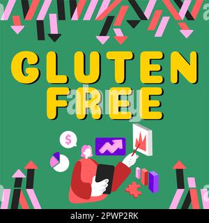 Affiche sans gluten, concept signifiant nourriture et régime ne contenant pas de protéines trouvées dans les grains et le blé Banque D'Images