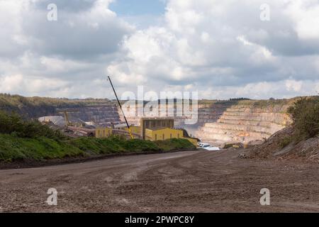 Carrière Whatley ouverte au public. Carrière de calcaire Hanson plc, Frome, Somerset, Angleterre, Royaume-Uni Banque D'Images