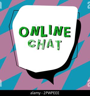 Signature manuscrite Chat en ligne, idée d'affaires parler avec un ami ou quelqu'un par Internet et téléphone PC Banque D'Images
