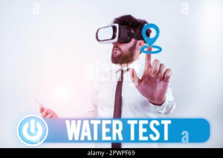Affichage conceptuel Test de l'eau, Internet concept échantillonnage de divers flux de liquide et analyse de leur qualité Banque D'Images