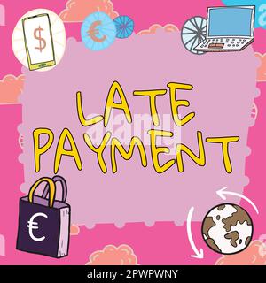 Écriture affichant le texte paiement en retard, mot pour le paiement effectué au prêteur après la date d'échéance Banque D'Images