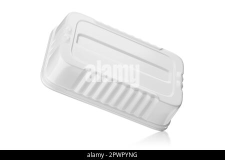 Boîte rectangulaire en étain pour sardines isolées sur fond blanc. 3D illustration du rendu. Banque D'Images