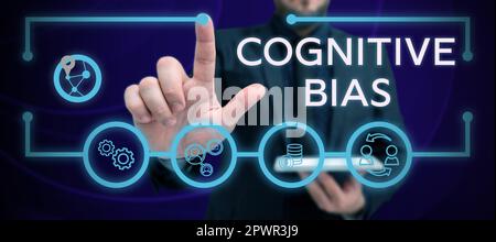 Signe montrant le biais cognitif, mot pour le traitement psychologique des troubles mentaux Banque D'Images