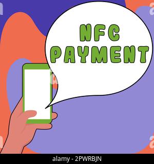 Légende conceptuelle NFC Payment, Business présente le paiement sans contact qui utilise la technologie de communication en champ proche Banque D'Images