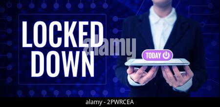 Affichage conceptuel verrouillé, vue d'ensemble de l'entreprise mesure d'urgence que les personnes ont empêché de se présenter dans une zone restreinte Banque D'Images