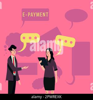 Écriture affichant le texte E paiement, concept signifiant simplement défini comme paiement en ligne des produits ou services Banque D'Images