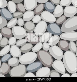 Texture sans couture des galets dans un style plat. Petites pierres sur le sol. Vue de dessus de gravier naturel coloré sur la plage d'été Illustration de Vecteur