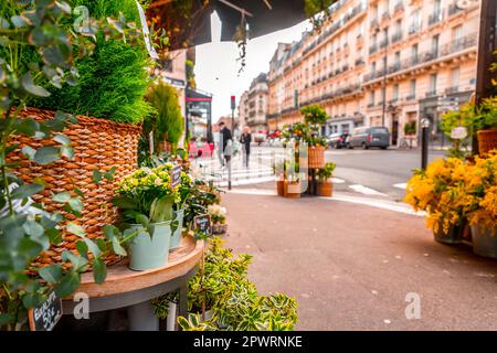 Vue générale sur la rue depuis Paris, la capitale française. Architecture française typique et vue sur la ville. Banque D'Images