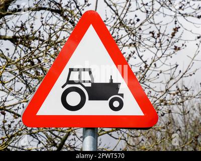 Panneau d'avertissement du tracteur Banque D'Images