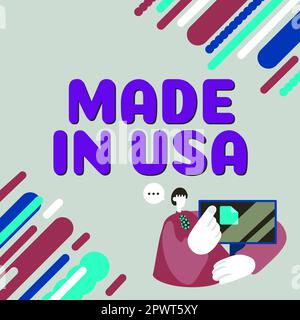 Rédaction affichant le texte fabriqué aux Etats-Unis, Word pour la marque américaine United States Manufactured local product Banque D'Images