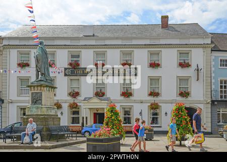 18e siècle 'le Wellington Hotel', rempart, Brecon, parc national de Brecon Beacons, Powys, Wales, Royaume-Uni Banque D'Images