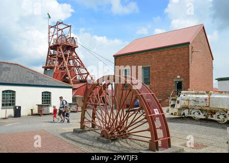 Tour à tête plate au musée national du charbon Big Pit, Blaenavon, Torfaen (Tor-faen), pays de Galles (Cymru), Royaume-Uni Banque D'Images