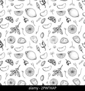 Motif sans coutures pour les aliments. Illustration vectorielle dans le style d'esquisse. Décor et menu de restaurant vintage Illustration de Vecteur