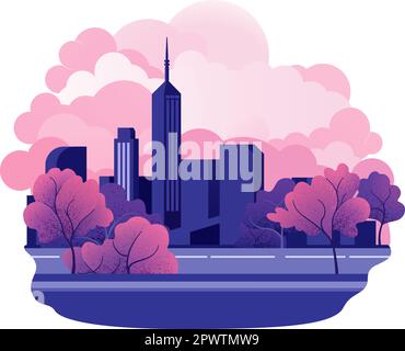 Bâtiments City Scape fond Cartoon Skyline Illustration de Vecteur