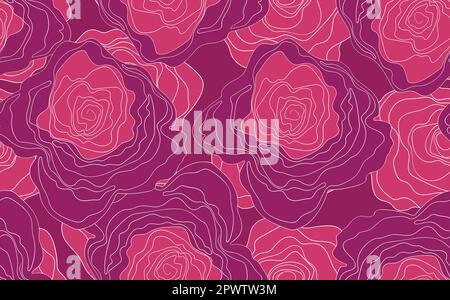 Illustration vectorielle colorée de printemps avec roses. Style de dessin animé. Imprimé mode pour papier peint, tissu, textile. Style linéaire minimal Illustration de Vecteur