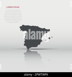 Icône de carte Vector Spain en style plat. Pictogramme d'illustration du panneau d'Espagne. Cartographie concept commercial. Illustration de Vecteur