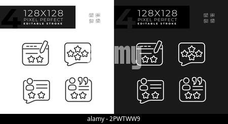 Laissez les commentaires et les rétroactions pixels parfaits icônes linéaires définis pour le mode sombre et clair Illustration de Vecteur
