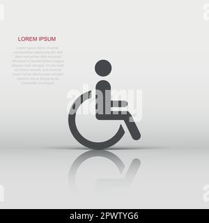 Vecteur homme en fauteuil roulant icône dans le style plat. Pictogramme d'illustration de signe invalide handicapé. Concept d'entreprise People. Illustration de Vecteur