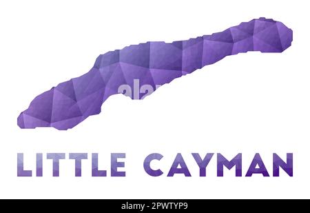 Carte de Little Cayman. Illustration poly basse de l'îlot. Motif géométrique violet. Illustration de vecteur polygonal. Illustration de Vecteur