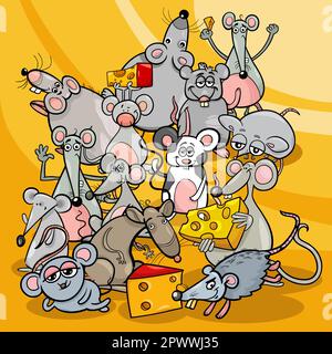 Illustration de dessins animés de souris et de rats drôles groupe de caractères Illustration de Vecteur