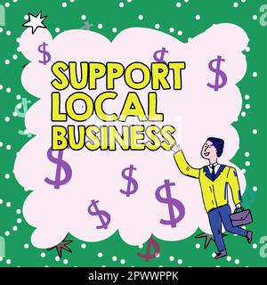 Support de texte d'écriture entreprise locale, mot écrit sur augmenter l'investissement dans votre pays ou ville Banque D'Images