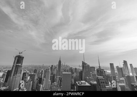 Vue sur Manhattan en noir et blanc Banque D'Images
